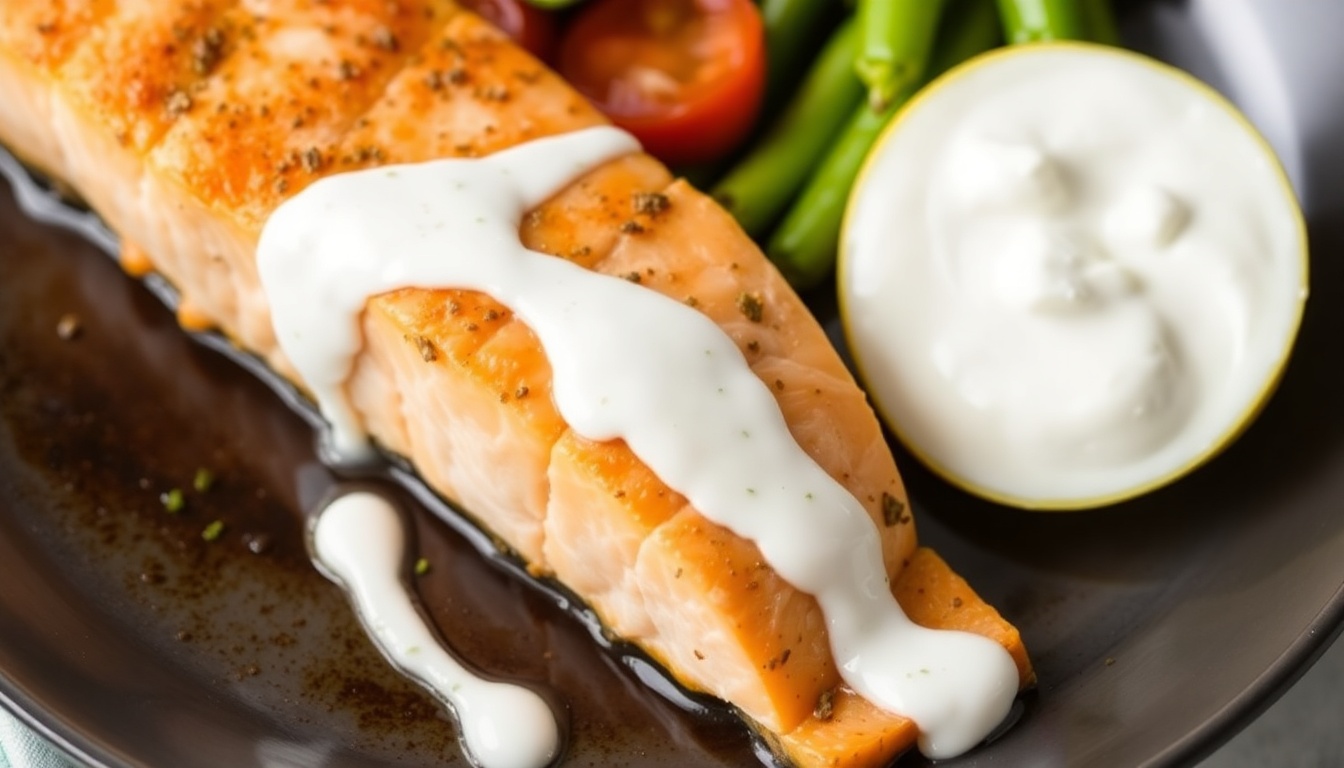 Air Fryer Salmon with Yogurt Glaze