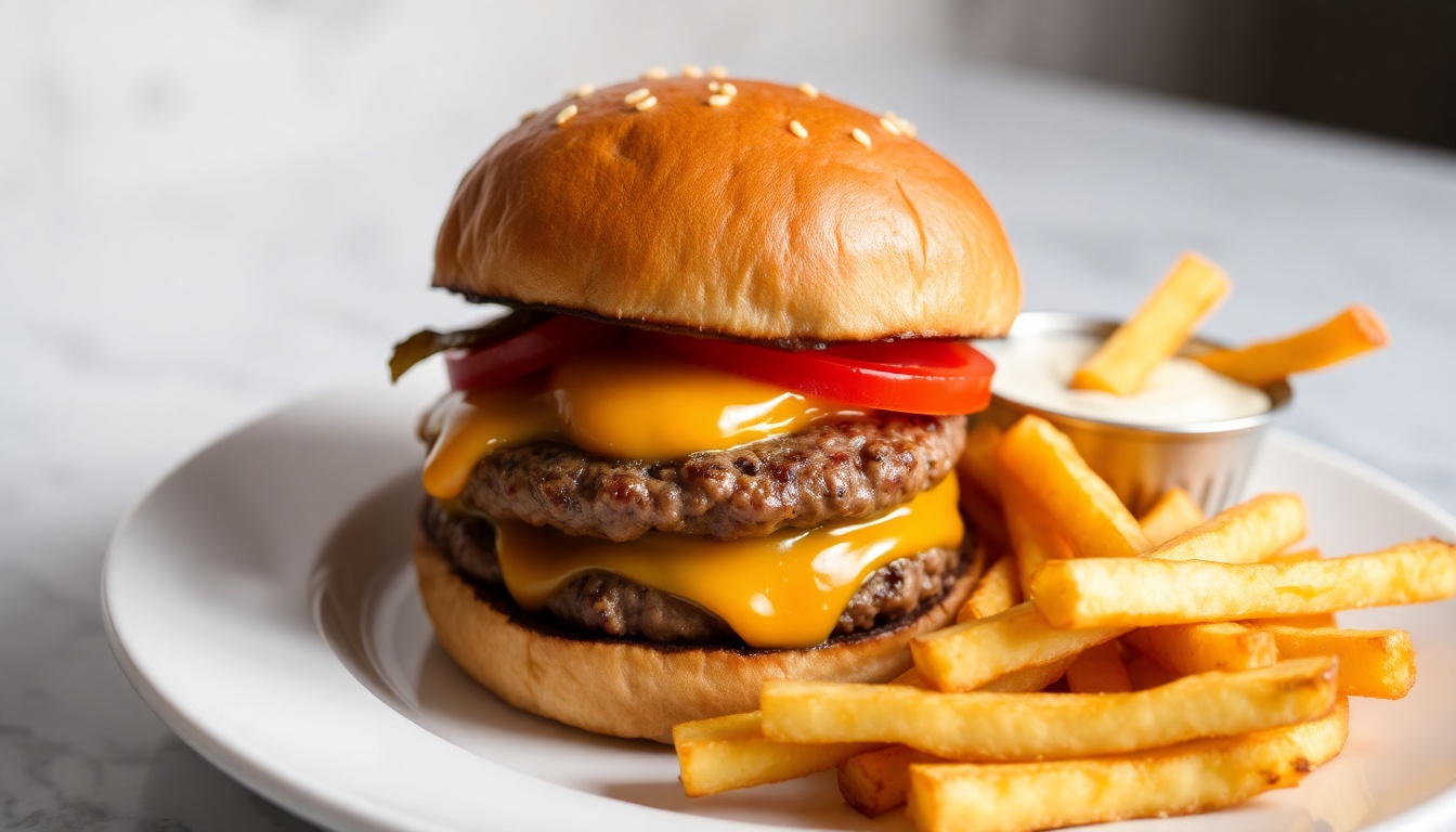 Air Fryer Burger and Fries