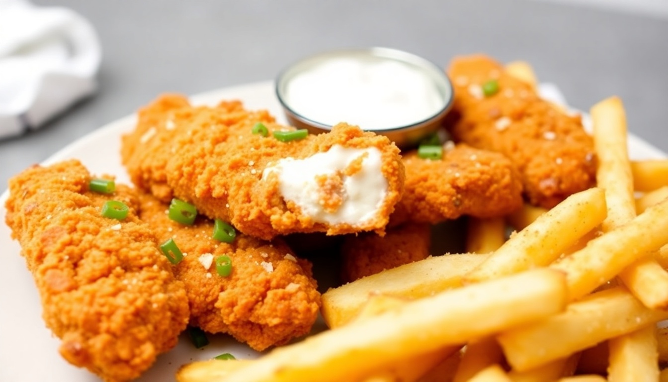 Crispy Air Fryer Chicken Tenders and Fries