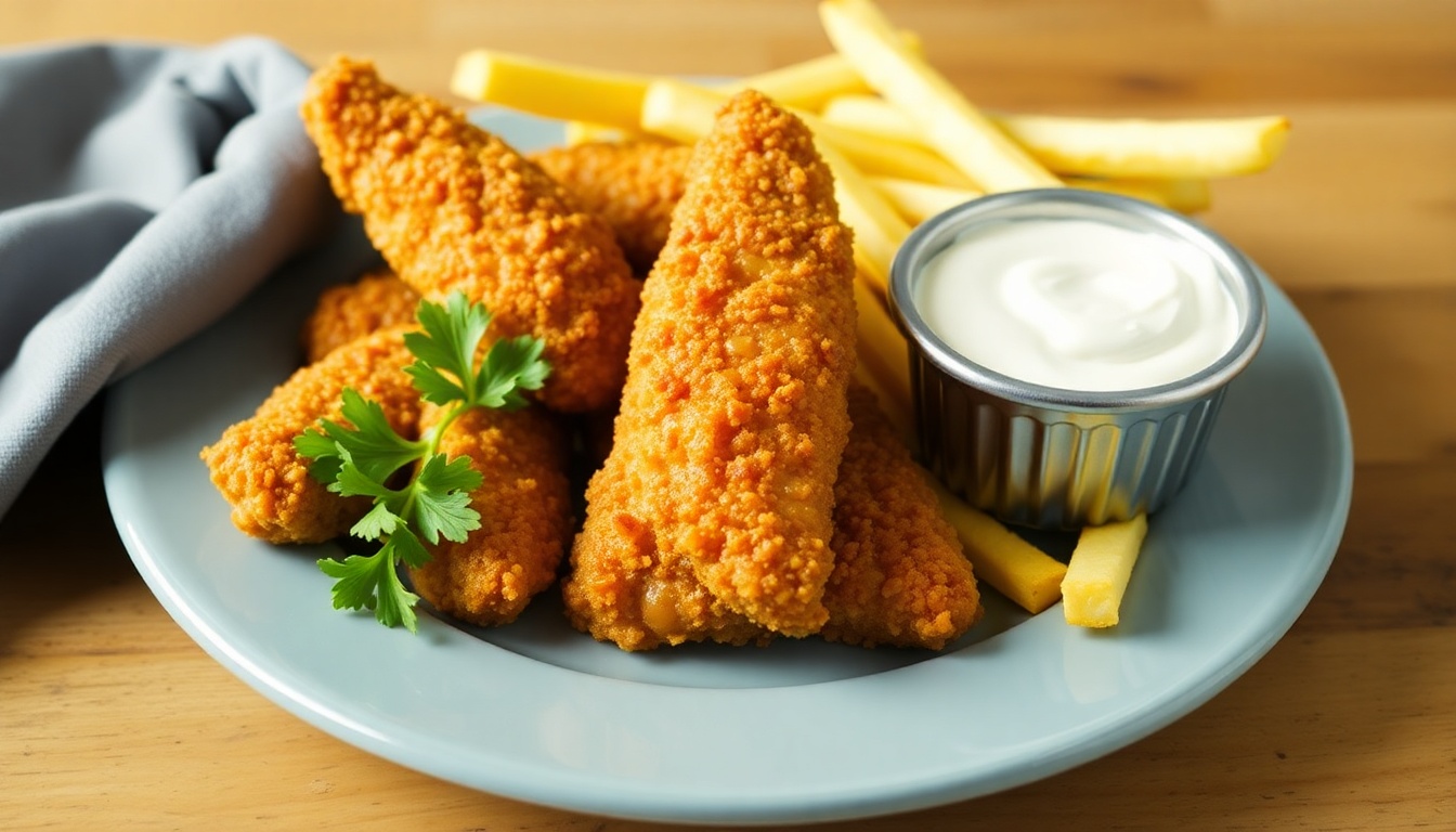 Crispy Air Fryer Chicken Tenders and Fries